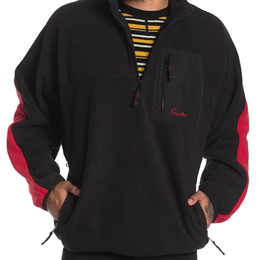 NEW OVADIA AND SONS Polar Fleece Quarter-zip Pullover In RED/BLACK SIZE 2XL NWT